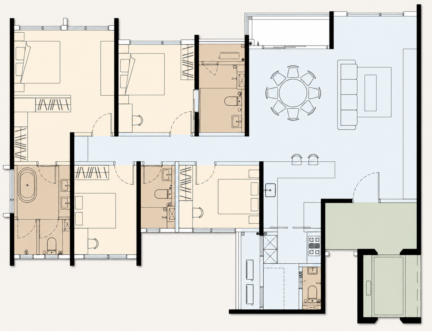 Accent PJ Type A 1,880 sq.ft. floor plan with 4 bedrooms and 4 bathrooms