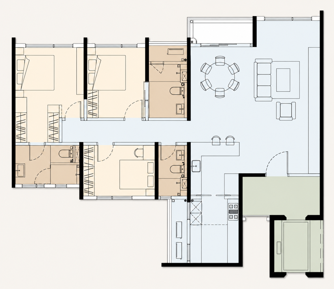 Accent PJ Type B2 1,574 sq.ft. floor plan with 3 bedrooms and 3 bathrooms