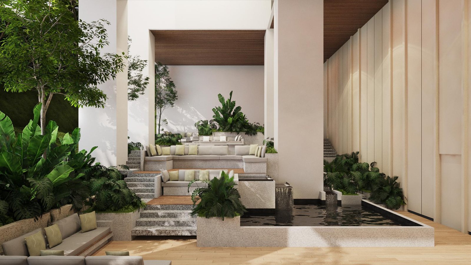 AOSIS Mont Kiara The Cascade landscaped arrival feature artist impression