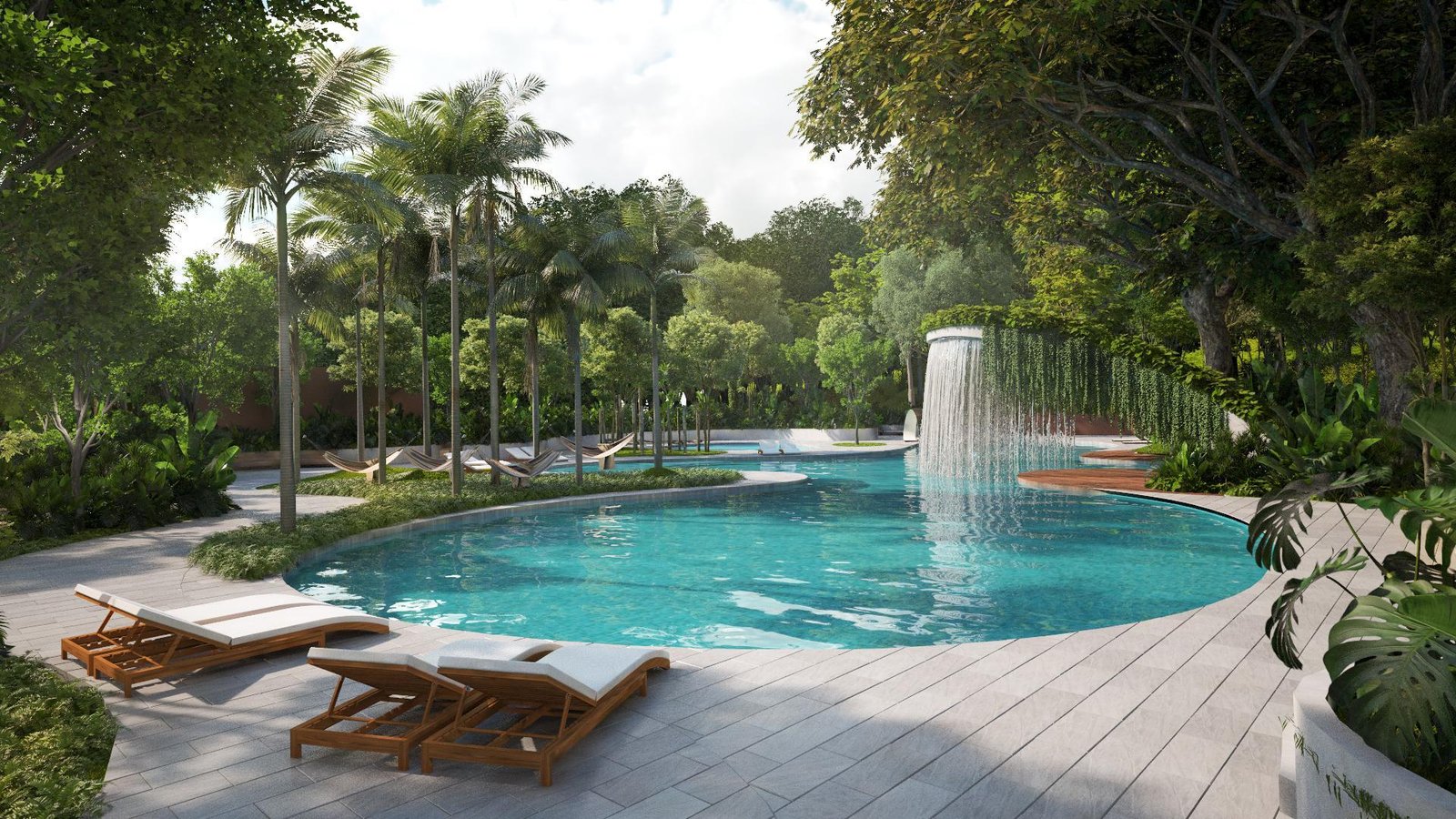 AOSIS Mont Kiara lagoon pool and landscaped resort facilities artist impression