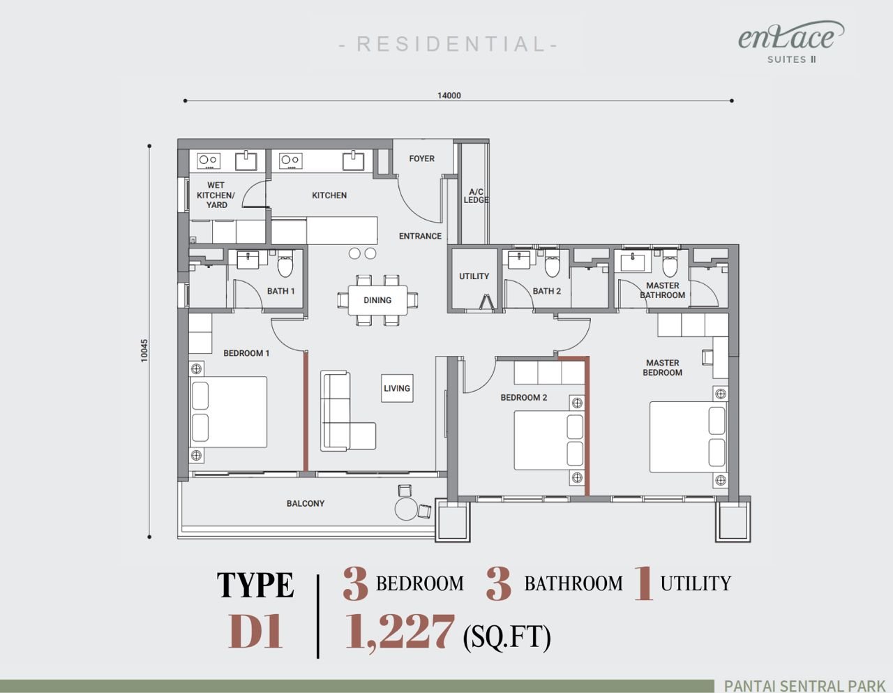 Enlace Suites Type D1 floor plan
