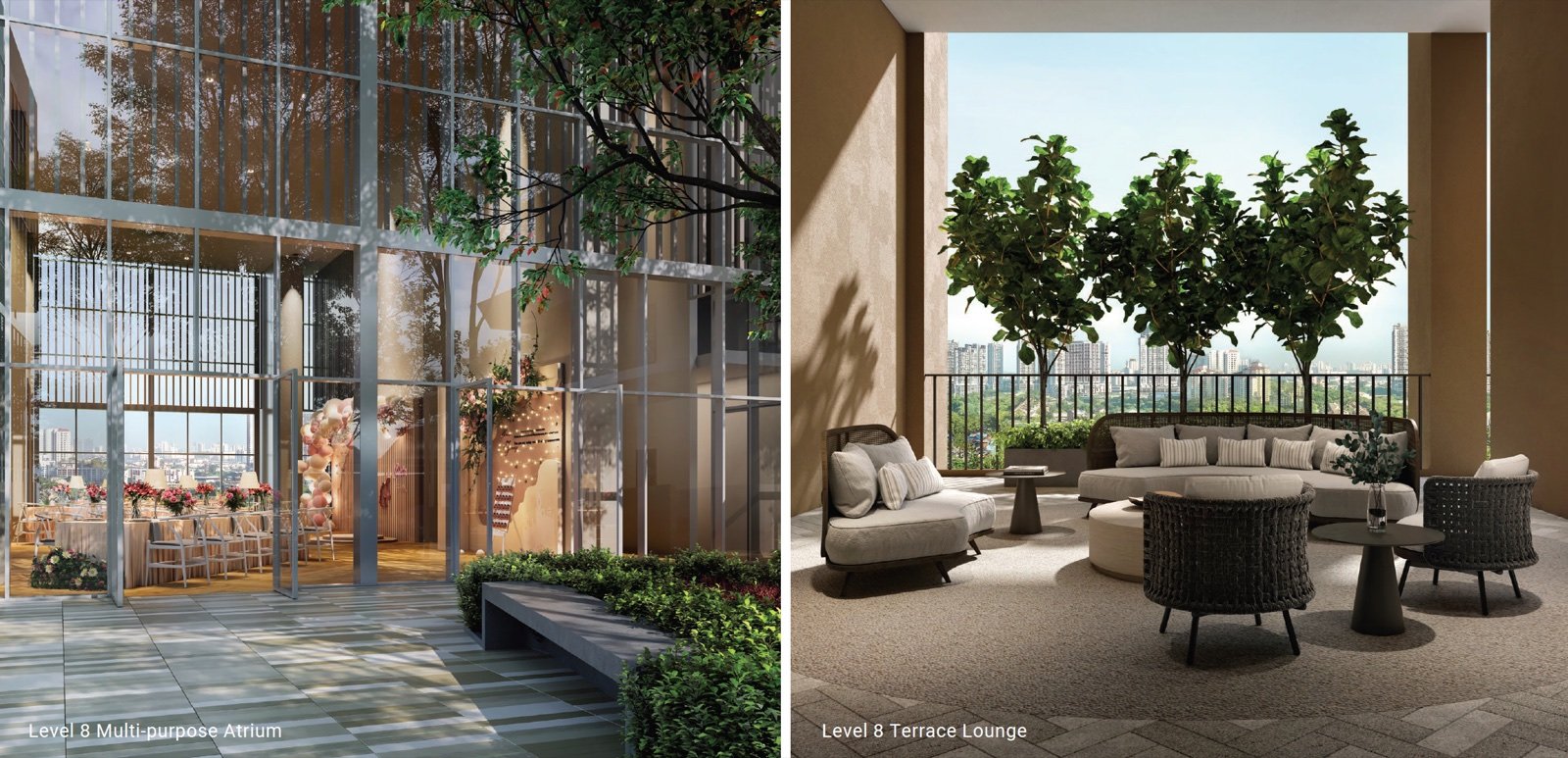 Enlace Suites atrium and terrace lounge artist impression