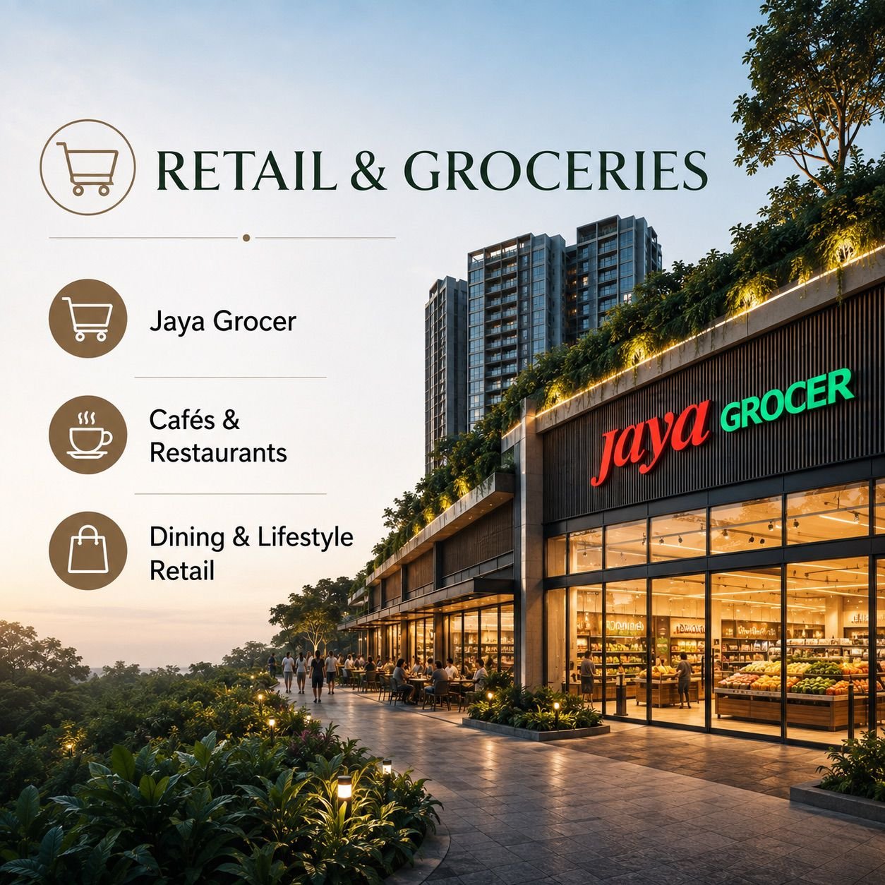 Enlace Suites retail and groceries