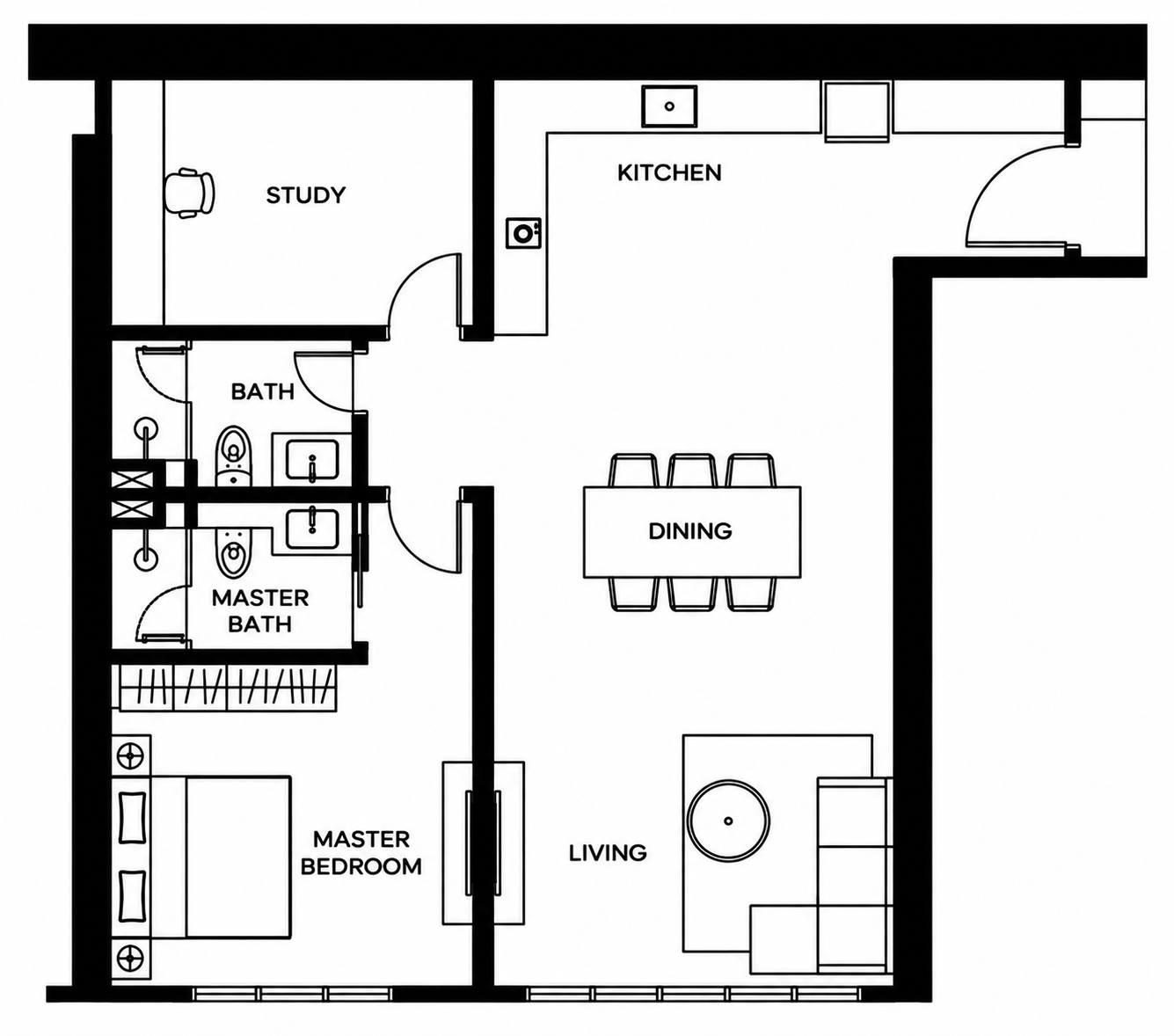 Khaya Residences Type I 2 bedroom floor plan