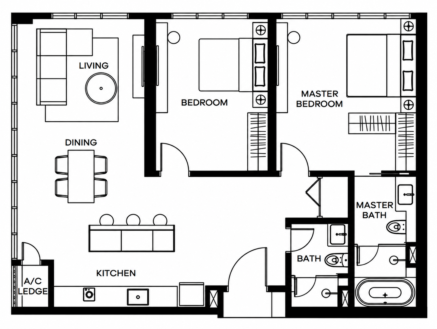 Khaya Residences Type J 2 bedroom floor plan