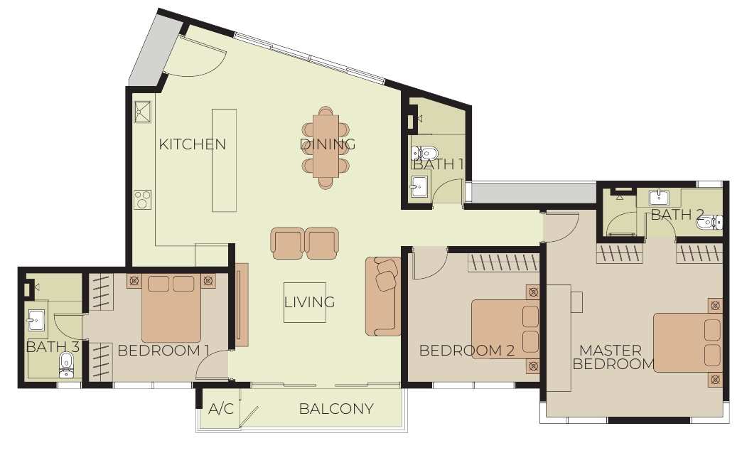 Majestic Kiara Condo Type B1 floor plan