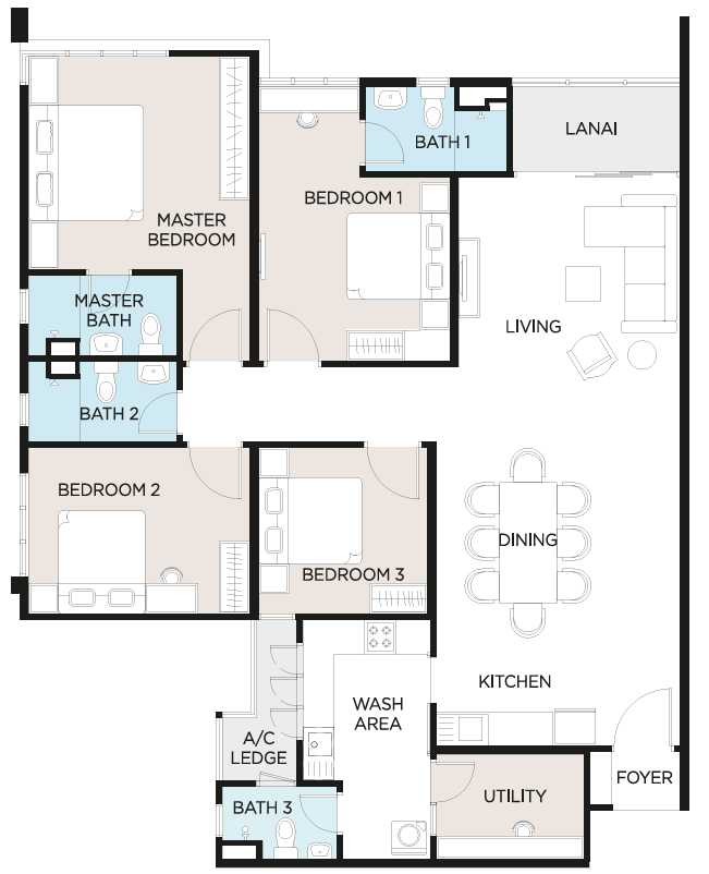 THE ATAS Type C and C1 4 bedroom floor plan